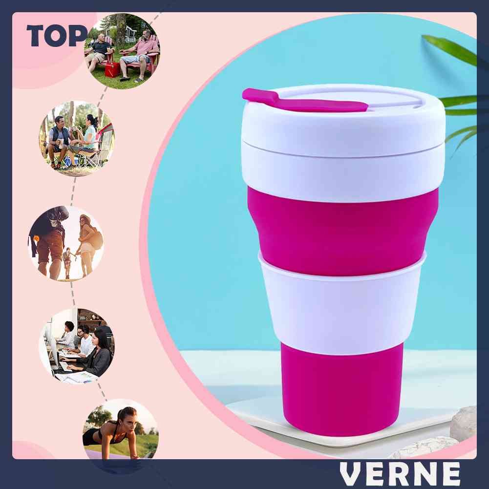 Cốc Uống Cà Phê 475ml Bằng Silicone Có Thể Tháo Rời Tiện Dụng Mang Theo Du Lịch