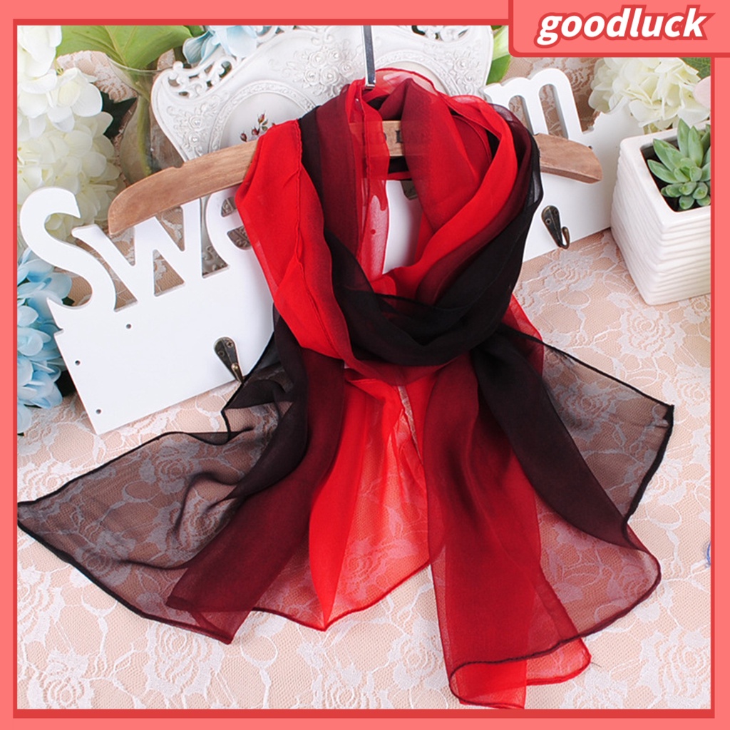 [GOO] Khăn Choàng Voan Dài Chống Nắng Siêu Mỏng Nhìn Xuyên Thấu Hình Chữ Nhật Màu Sắc Gradient Hóa Trang