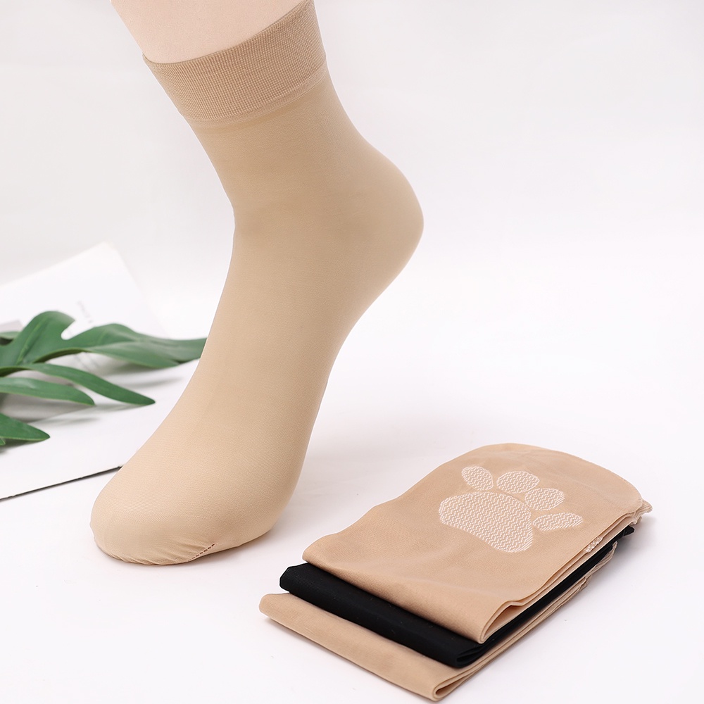 [Đặc trưng] Set 1 / 5 / 10 Đôi Vớ Trong Suốt Thoáng Khí Chống Trượt Họa Tiết Chân Mèo Cho Nữ