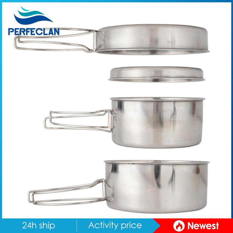 Set 4 Dụng Cụ Nấu Ăn Bằng Thép Không Gỉ Tiện Lợi Khi Đi Cắm Trại