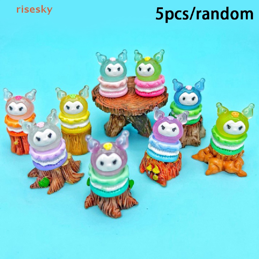 [risesky] Set 5 Tượng Nhỏ Phát Sáng Trong Bóng Tối Trang Trí Phong Cảnh