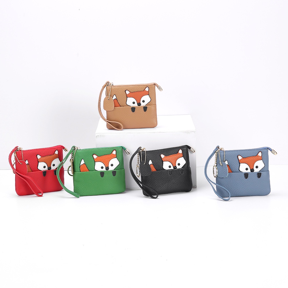 Dễ Thương Ví Đựng Tiền Xu mini Bằng Da Siêu Mỏng Có Khóa Kéo Họa Tiết Hoạt Hình Sáng Tạo Cho Nữ