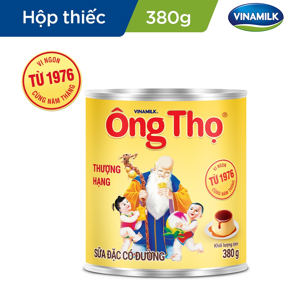 Combo 6 Hộp Sữa đặc có đường Ông Thọ trắng Vinamilk 380g (Hộp thiếc nắp khui)