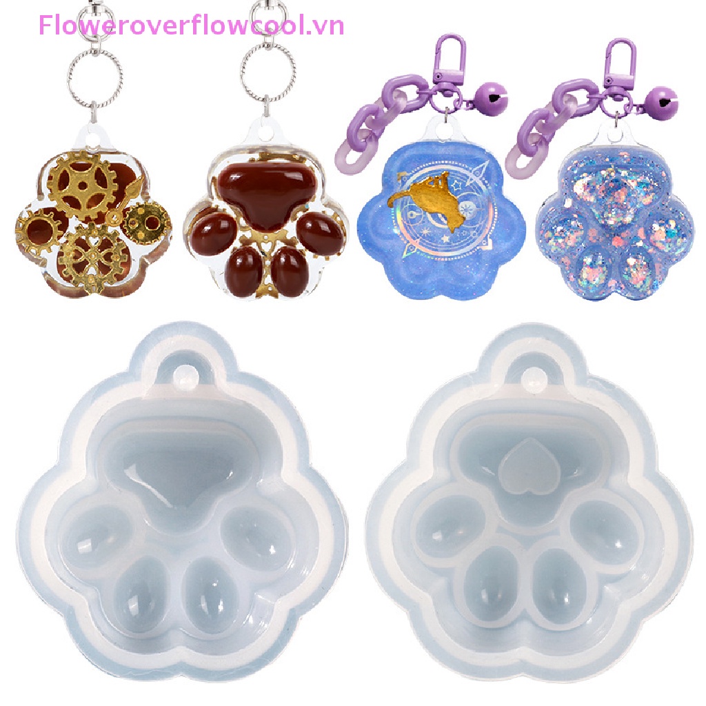 Khuôn Silicone Hình Bàn Chân Mèo Làm Móc Khóa DIY