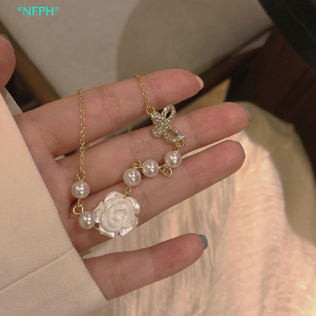 1 Cặp Vòng cổ Ngọc Trai Mặt Hình Hoa Bướm Thời Trang Cho Nữ Mới