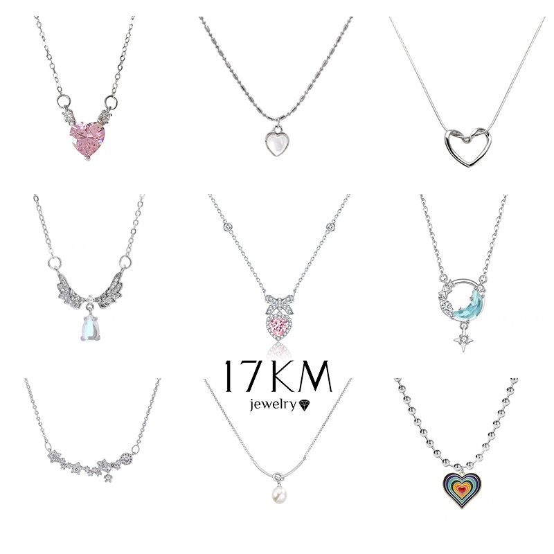 Vòng cổ Mạ Vàng 17KM Mặt Hình Hoa Tulip / Cánh Bướm / Chữ Thập Đính Đá Zircon Đơn Giản