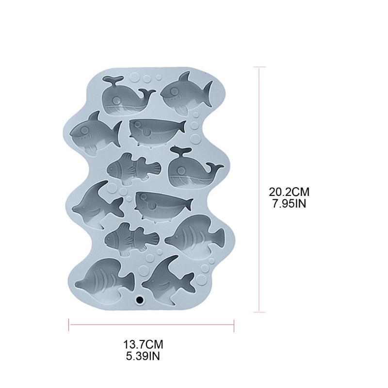 Khuôn Silicone 12 Ngăn Làm Bánh Kẹo Hình Sinh Vật Biển