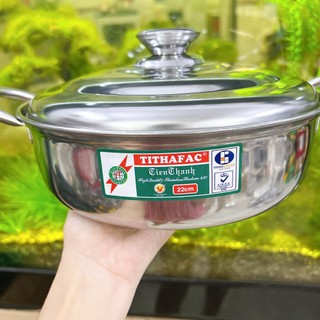 Nồi lẩu inox tithafac - nồi inox nấu lẩu, chảo lẩu hai quai đa năng, tiện dụng ăn nhậu gia đình, bạn bè, hàng quán