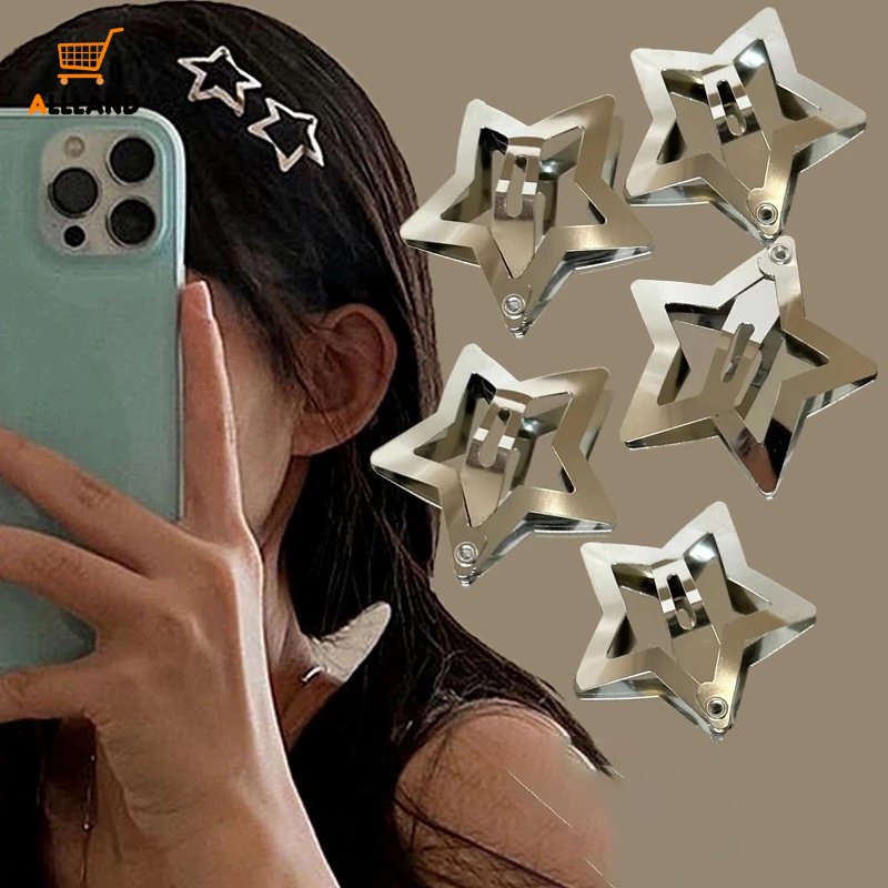 Y2k Kẹp Tóc Ngôi Sao Năm Cánh Bằng Bạc Hàn Quốc / Kẹp Tóc BB Ngọt Ngào Cá Tính Cho Nữ