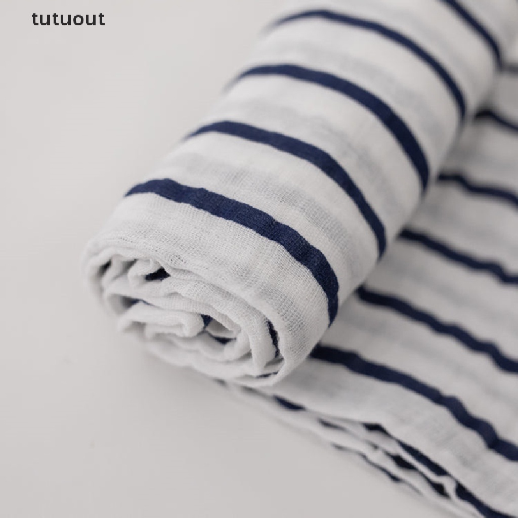 Chăn Quấn Bé Sơ Sinh Chất Liệu Cotton Họa Tiết Kẻ Sọc Màu Xanh Navy