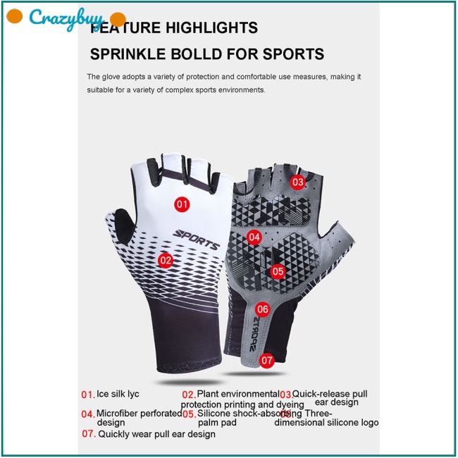 Cr Găng Tay Nửa Ngón Chống Nắng Chống Trượt Thoáng Khí Dành Cho Hoạt Động Ngoài Trời