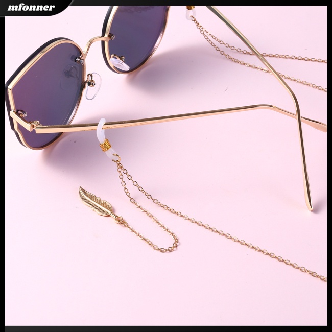 Dây Xích Đeo Mắt Kính Bằng Hợp Kim Chống Trượt Hình Chiếc Lá Màu Sắc Đơn Giản Cho Nữ