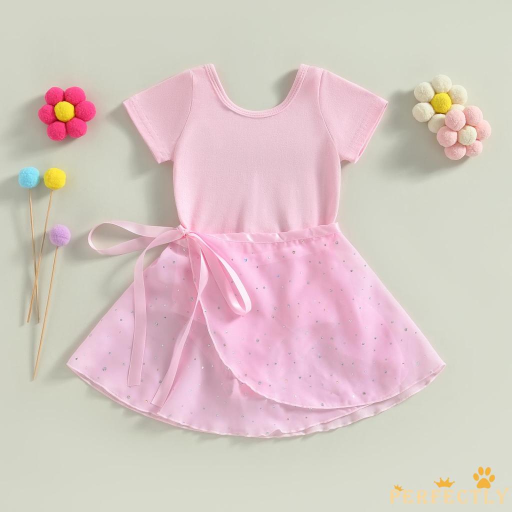 Đầm Múa Ba Lê Ngắn Tay Cổ Tròn Cho Bé Gái