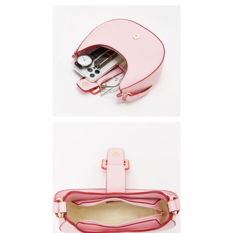 Ielgy Túi đeo dưới cánh tay Màu Hồng Tương Phản Thời Trang Nhật Hàn Cho Nữ