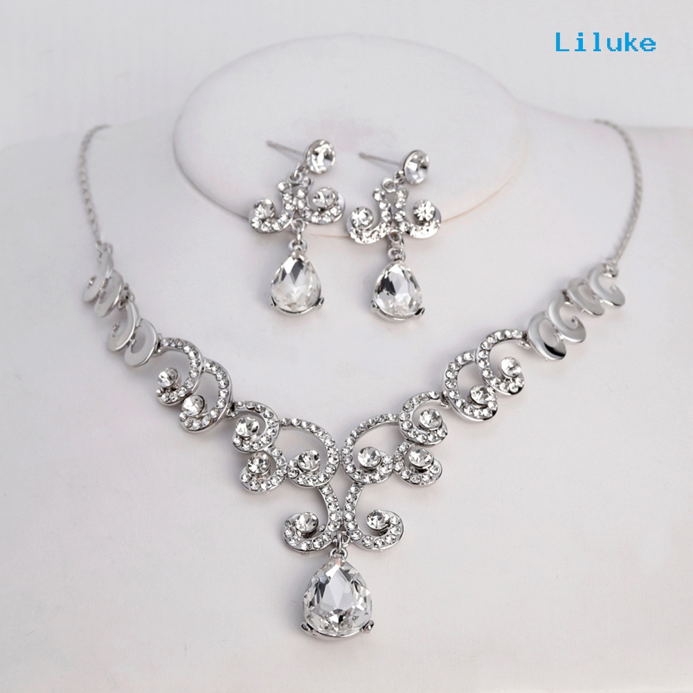 Bộ Vòng cổ + Bông Tai Đính Đá Sang Trọng Cho Nữ