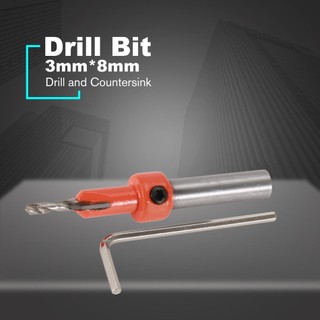 Alloy Drill Bits 3mm*8mm Rotary Tool Hole Countersink Woodworking Chamfering sunnyfun