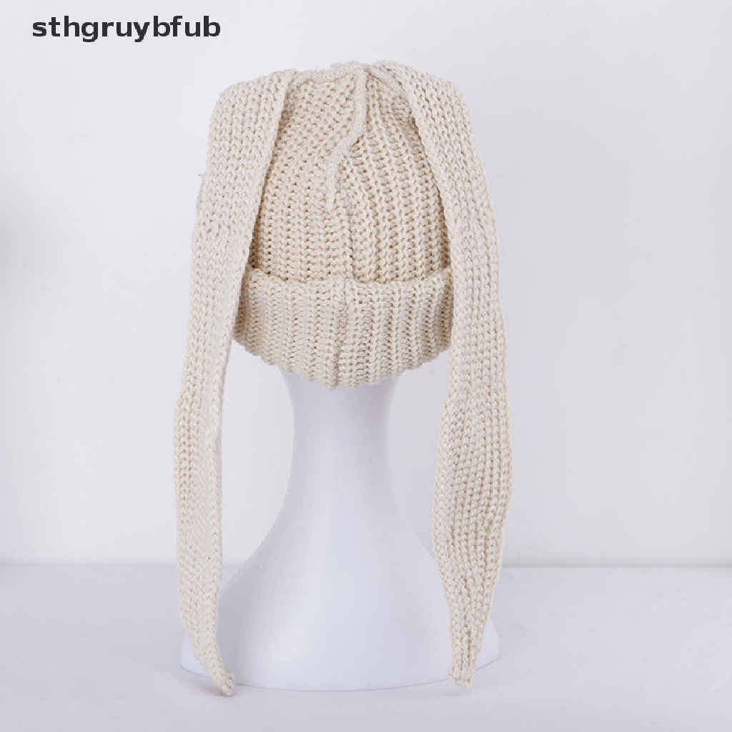 Mũ Len Beanie Đính Tai Thỏ Dài Giữ Ấm Cho Nam Và Nữ