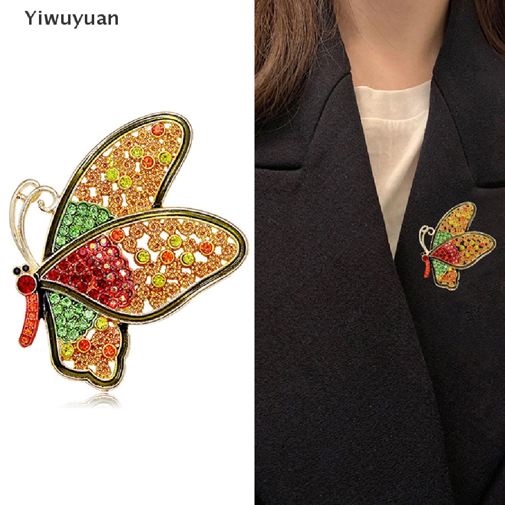 < Yiwuyuan > Trâm Cài Áo Hình Bướm Đính Đá Thời Trang Dự Tiệc Cho Nữ