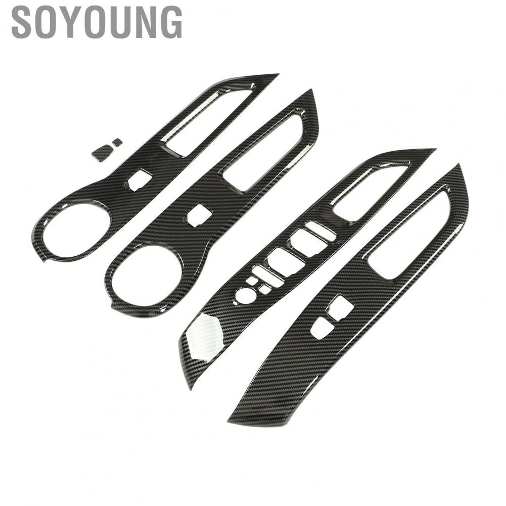 Soyoung Car Lift Button Sticker  Window Switch Decoration Frame Cover Advanced Distinctive Design Carbon Fiber Style Comfortable for Left Hand Drive