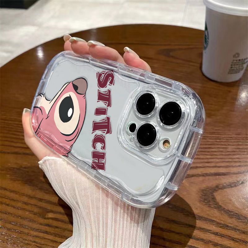 ✅Ốp Điện Thoại Mềm Trong Suốt Chống Sốc Hình Stitch Màu Hồng Cho Apple / xr 12xs 8p7iPhone14promax13 11 / 09EV