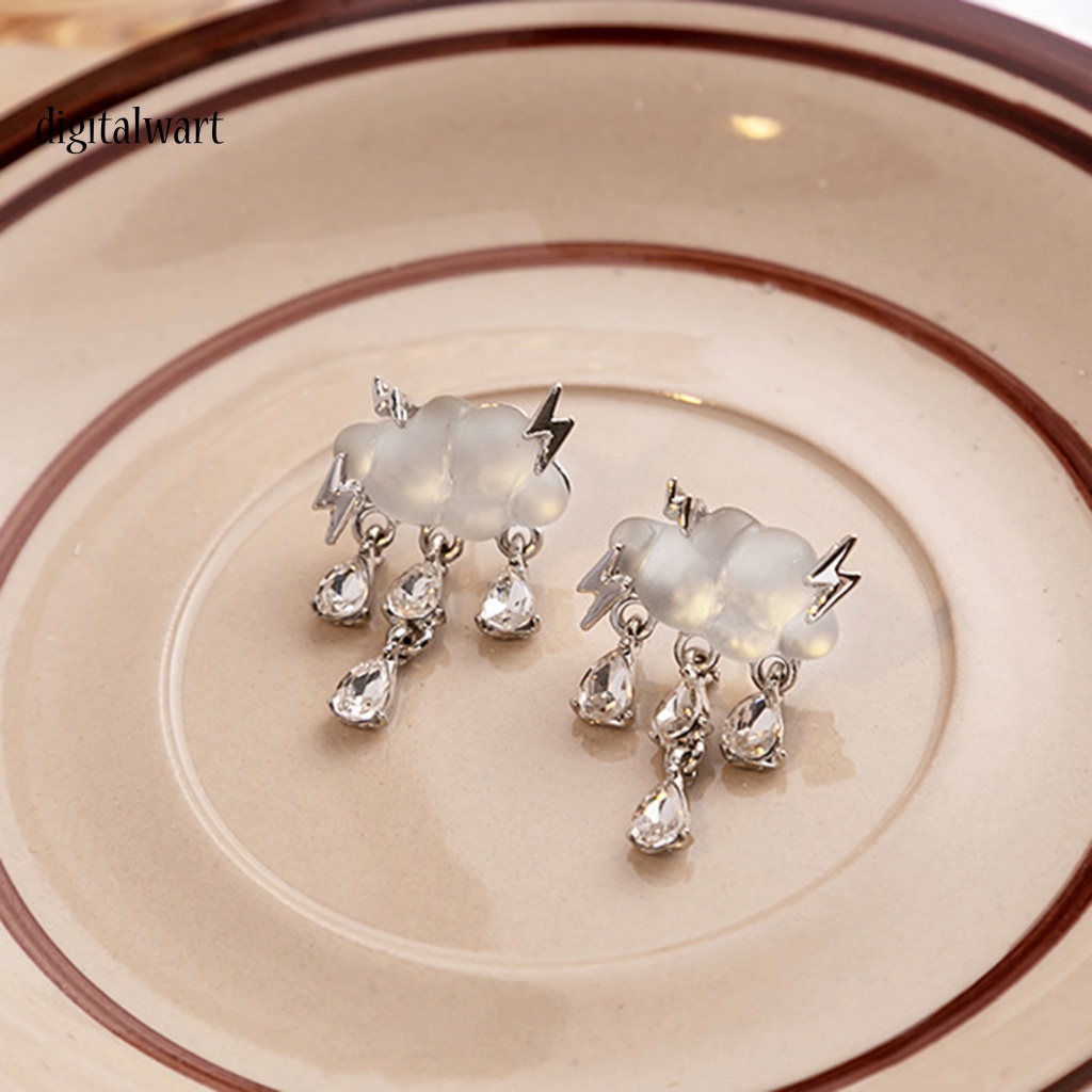 Kỹ Thuật Số| 1 Đôi Bông Tai Hình Đám Mây Mưa Đính Pha Lê Giả Thời Trang