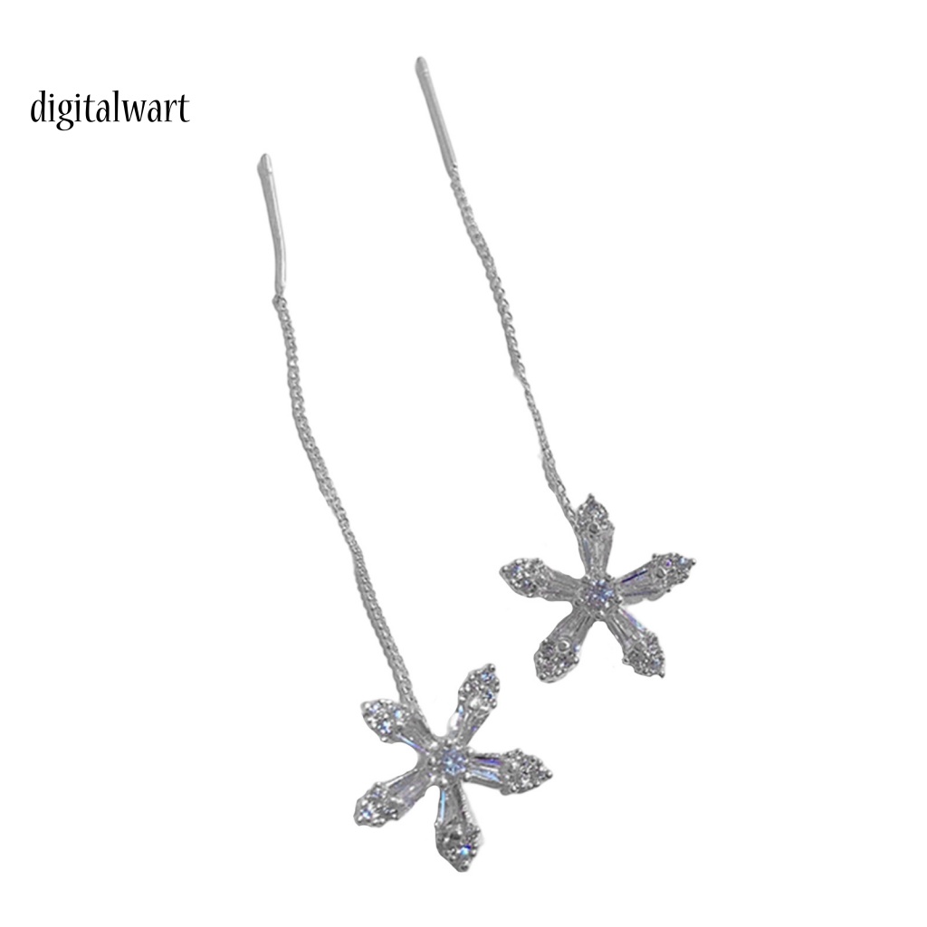 Kỹ Thuật Số| Đôi Khuyên Tai Dài Hình Hoa Đính Đá Thời Trang Cho Nữ