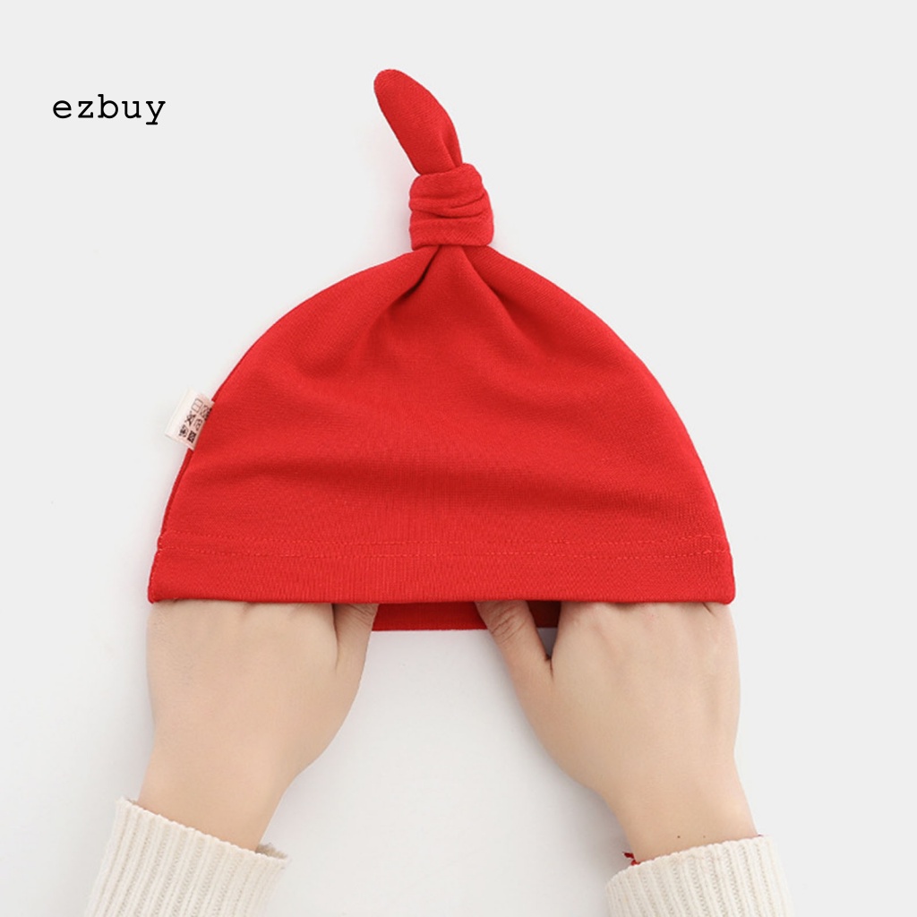 Mũ Beanie Cotton Thắt Nút Màu Trơn Tùy Chỉnh Thời Trang Mùa Xuân Cho Bé Sơ Sinh