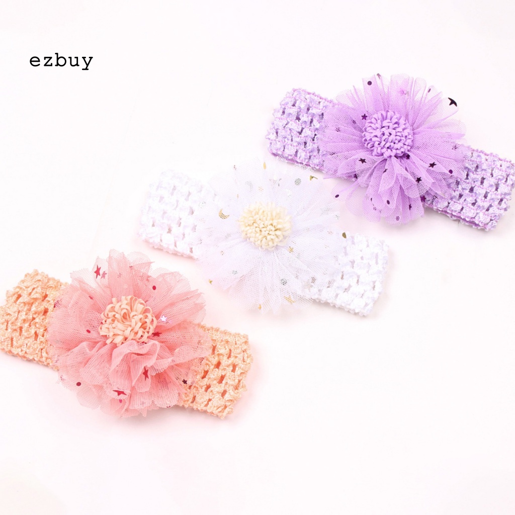 [EY] Băng Đô Cài Tóc Mềm Mại Phối Ren Lưới Thiết Kế Hình Hoa Đính Kim Sa Đáng Yêu Quyến Rũ Phong Cách Công Chúa Mùa Hè