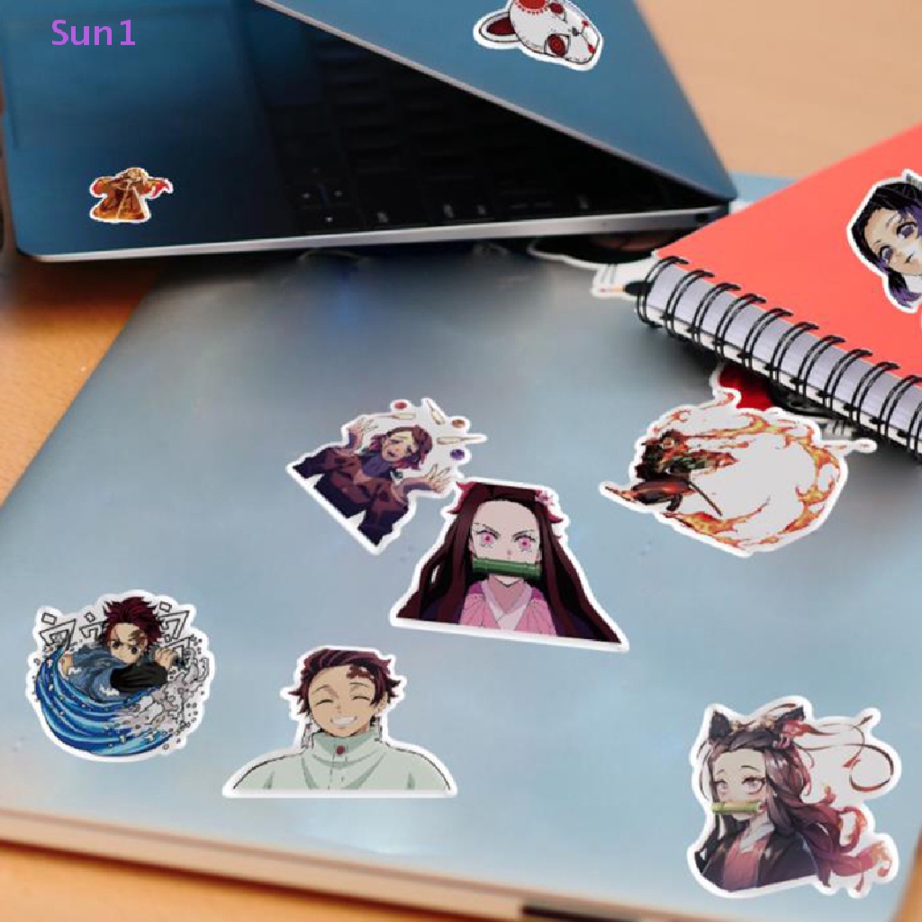 Set 200 Miếng Dán PVC Hình Anime Demon Slayer Trang Trí Ván Trượt / Laptop DIY