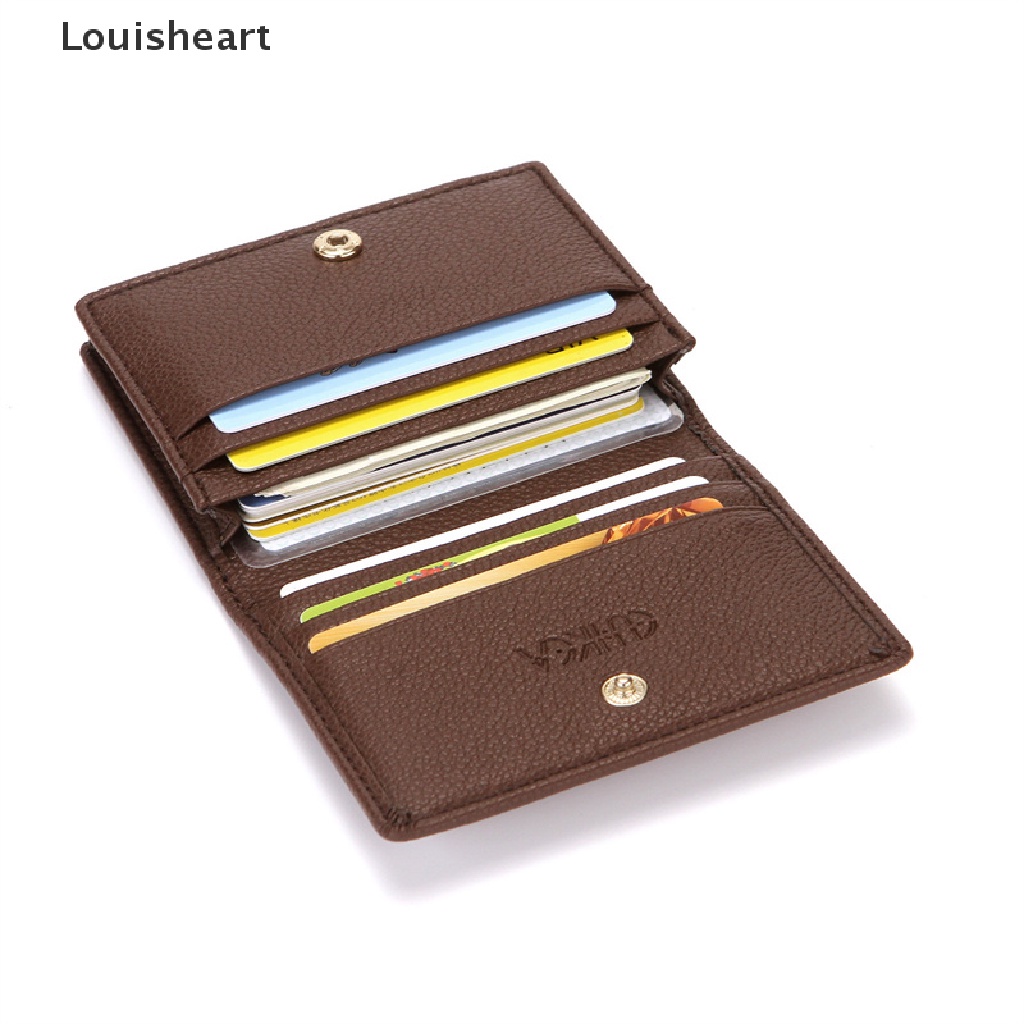 Ví Louisheart Da Pu Mini Màu Trơn Đựng Tiền / Thẻ Tiện Dụng Cho Nam