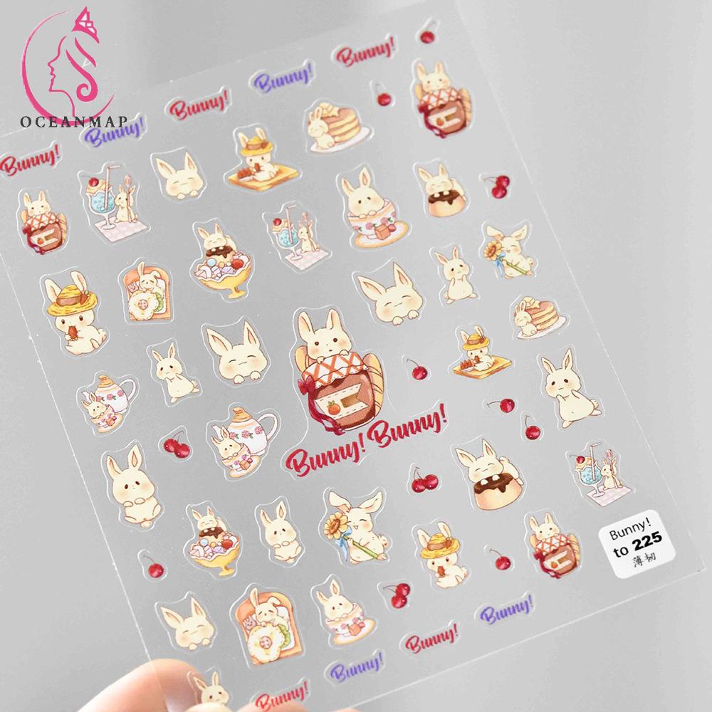 Nhãn Dán Móng Tay 5d Siêu Mỏng Tự Dính Hình Gấu / Thỏ / Cún Dễ Thương