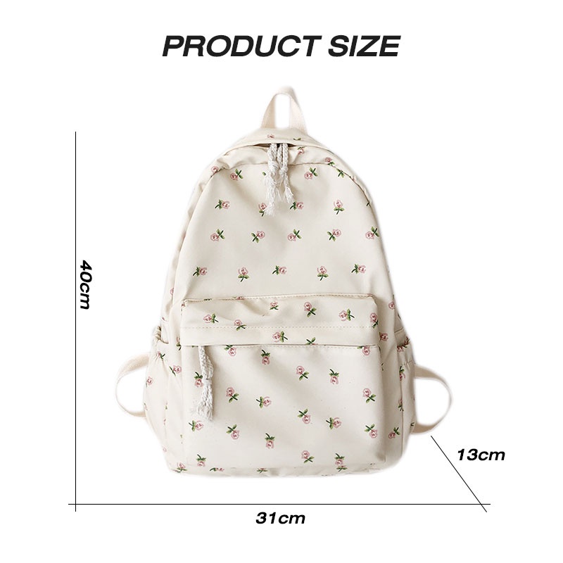 MISCHA Ba Lô Đi Học Sức Chứa Lớn Họa Tiết Hoa Nghệ Thuật Tươi Mới Phong Cách Nhật Bản Cho Nữ