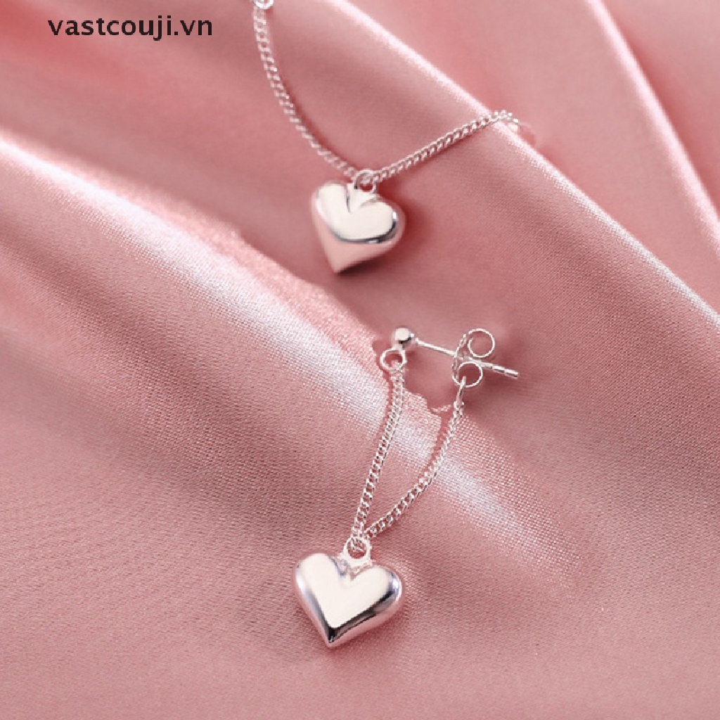 Bông Tai Tua Rua Hình Trái Tim Màu Bạc Phong Cách Cổ Điển Thời Trang Chống Dị Ứng Cho Nữ