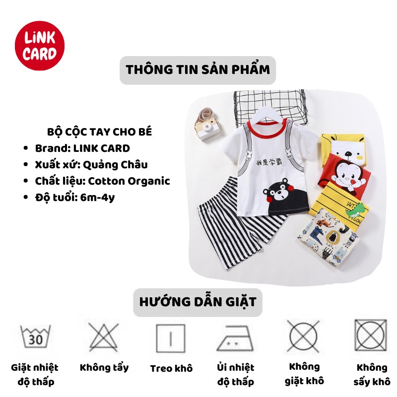 Bộ Quần Áo Cộc Tay Cho Bé Trai , Bé Gái Link Card K077 Cotton Mềm Mịn, Thoáng Khí - Bộ Thun Cho Bé Từ 6m-4y - Timikid