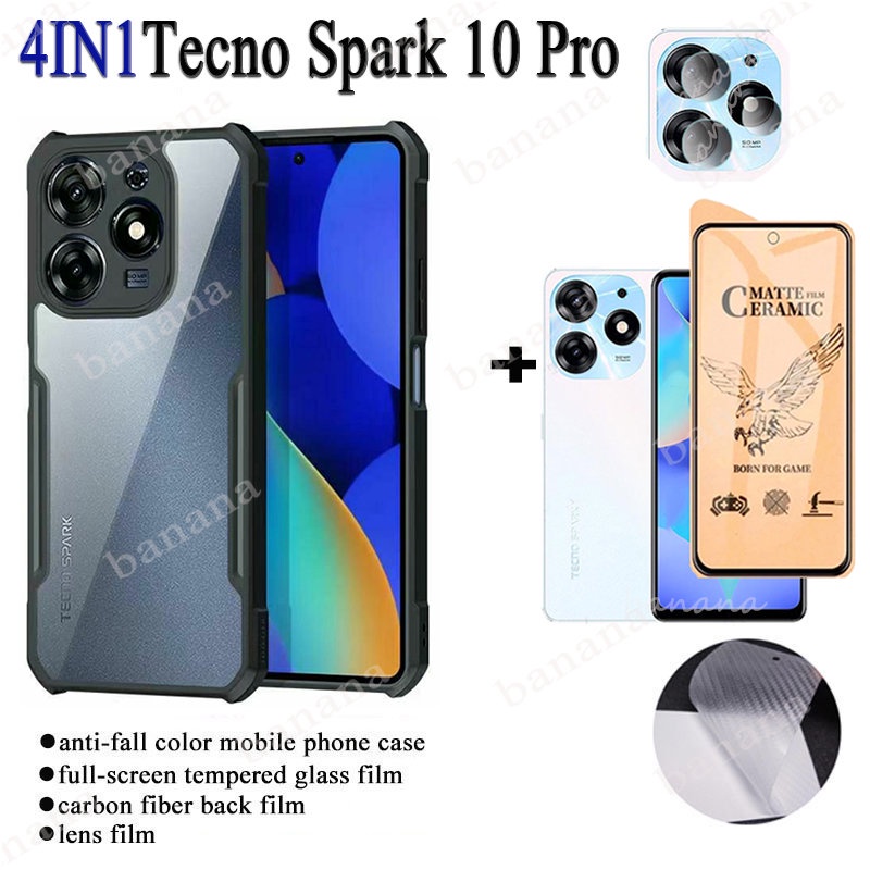 Ốp Điện Thoại Kính Cường Lực 4 Trong 1 Chống Sốc Cho Tecno Spark 10pro Tecno Spark GO 2023 6 GO Air 7 Pro 7p 8 8C Camon 17 16