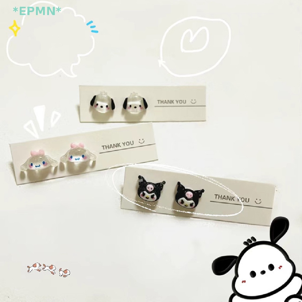 Hwetr Sanrio Bông Tai Mini Bằng Nhựa Mềm Dễ Thương Phong Cách Harajuku Đáng Yêu Cho Nữ Kuromi Cinnamoroll My Melody Pompompurin Mới