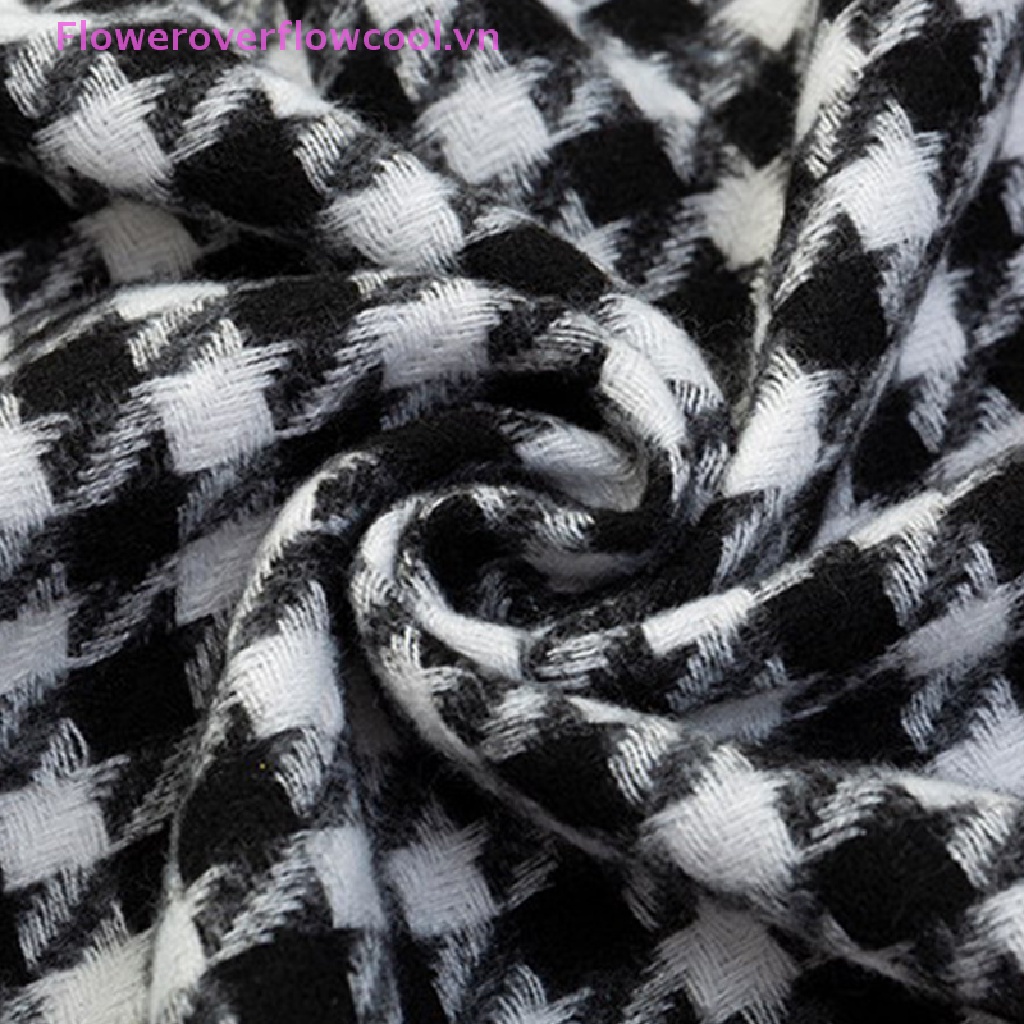 Fofc Khăn Choàng Cổ Cashmere Phối Tua Rua Họa Tiết Caro Trắng Đen Thời Trang Thu Đông Cho Nữ