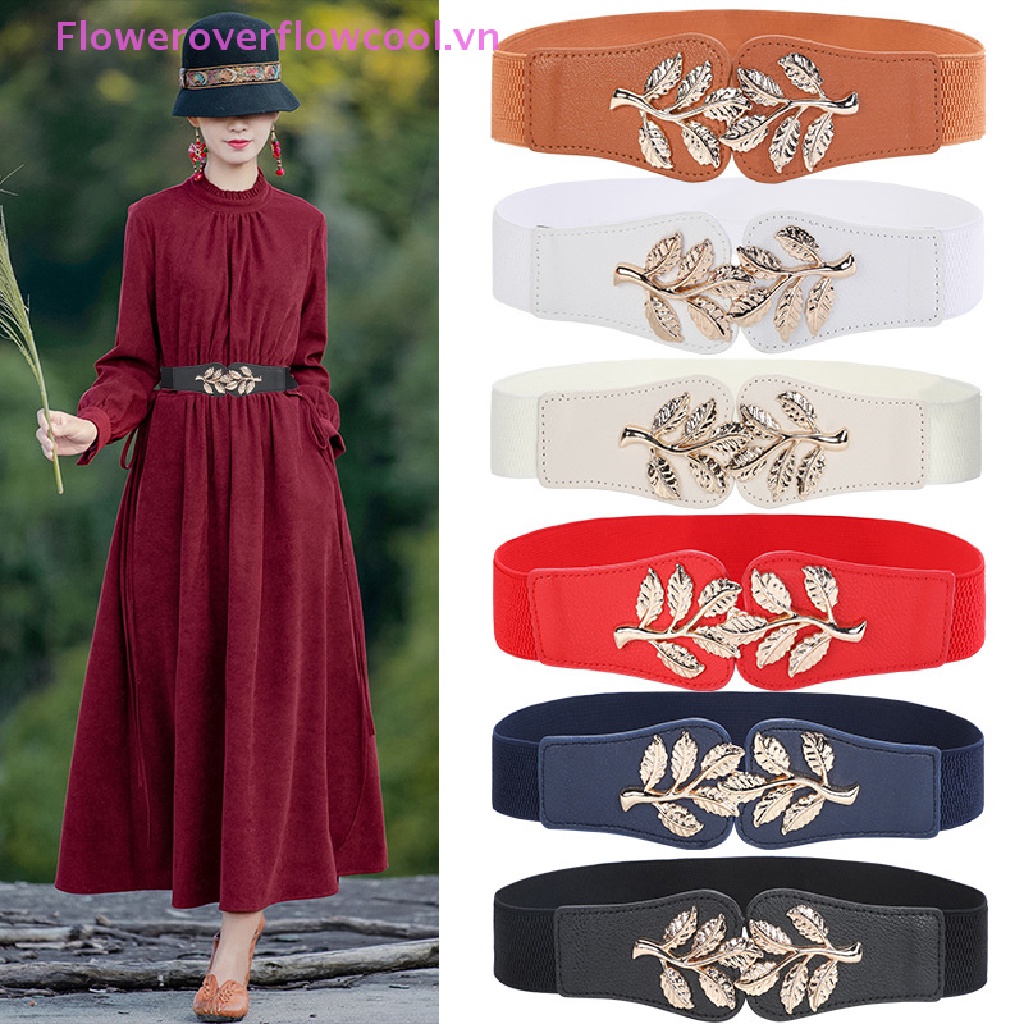 Thắt Lưng Da Khóa Kim Loại Hình Chiếc Lá Phong Cách Retro Thời Trang Cho Nữ