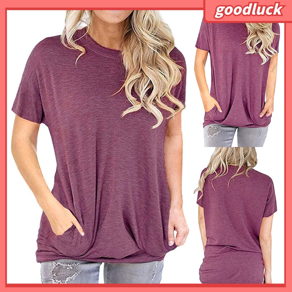 Áo Thun Tay Ngắn Cổ Tròn Màu Sắc Thời Trang Dành Cho Nữ