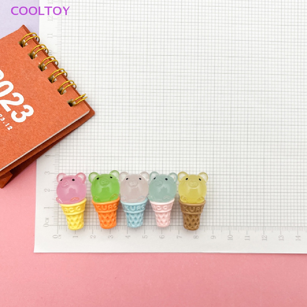 Cooltoy Bộ 2 Cây Kem Gấu Mini Bằng Nhựa Resin Phát Sáng Trong Bóng Tối Dễ Thương