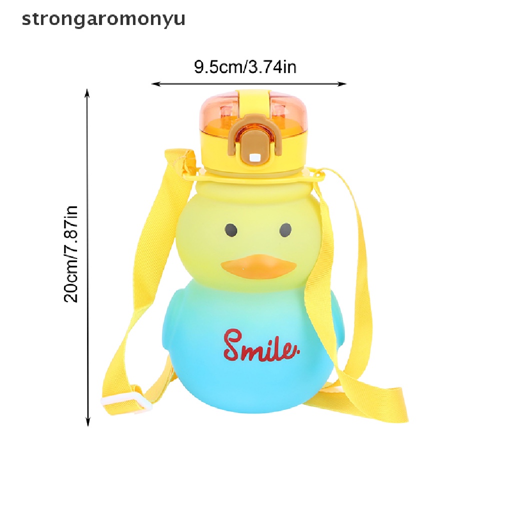 1 Bình Nước Hình Vịt Dễ Thương Kèm Ống Hút Và Dây Đeo Tùy Chỉnh Cho Học Sinh