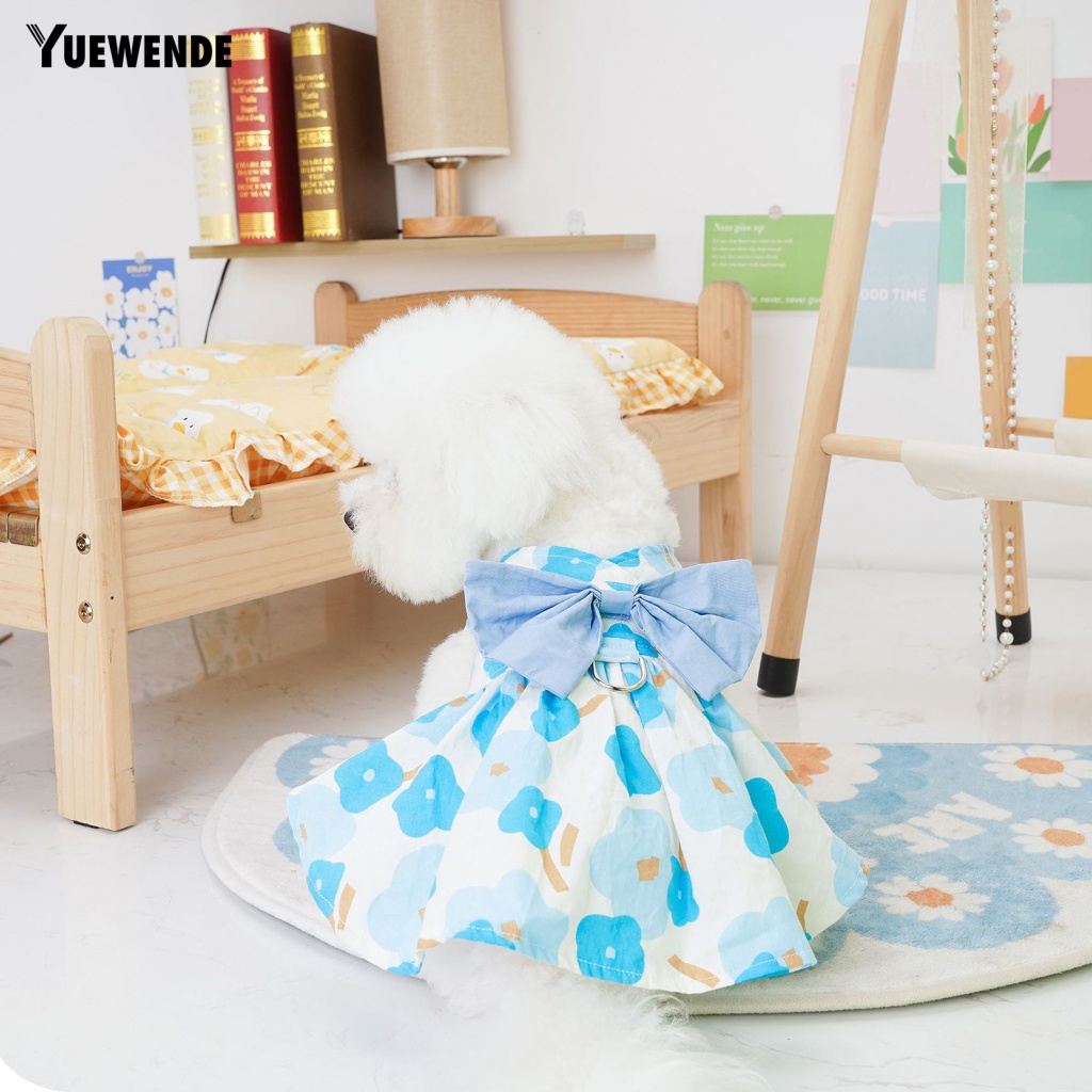 Yue.z Set Áo Và Chân Váy In Hoa Siêu Mỏng Thoải Mái Dễ Lau Chùi Thời Trang Mùa Hè Dành Cho Cún Cưng