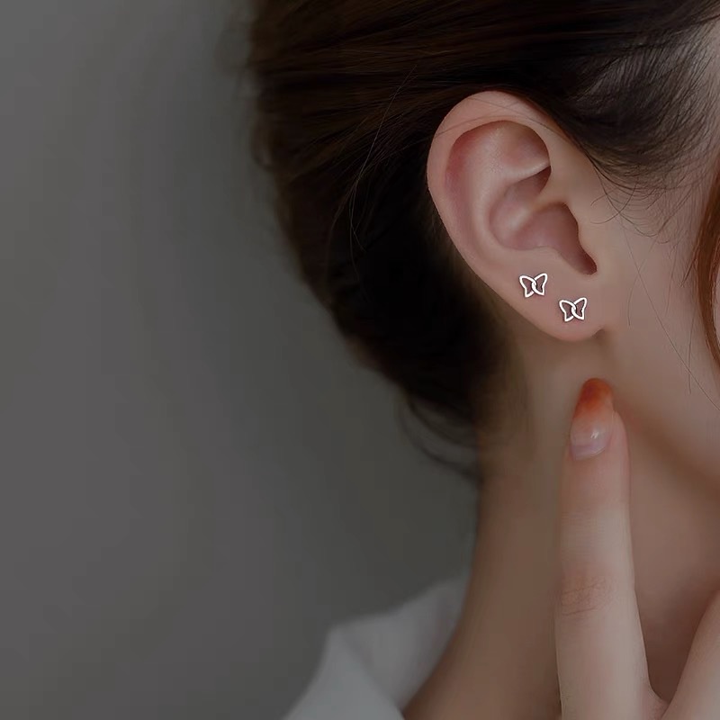 Bông Tai Mạ Bạc 925 Hình Bướm Phong Cách Hàn Quốc Mới