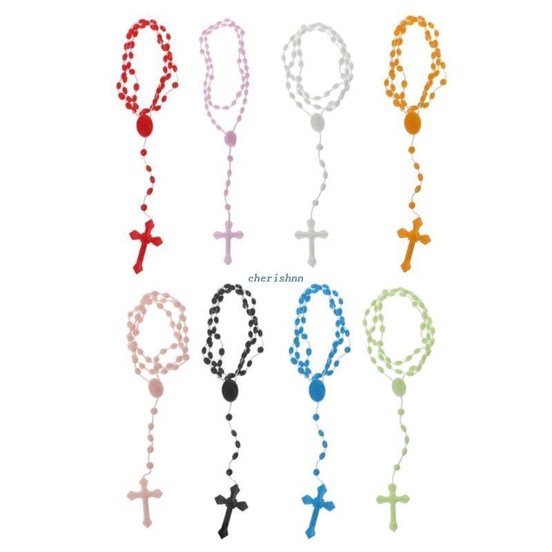 Chuỗi Hạt Đá Rosary 8 Màu Làm Trang Sức Hình Thánh Giá Phải