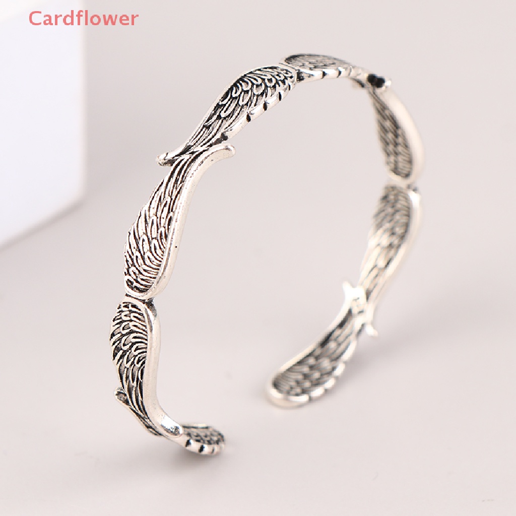 &lt; Cardflower &gt; Vòng Tay Hở Kim Loại Thiết Kế Cánh Thiên Thần Sáng Tạo Phong Cách Retro Cho Nam Và Nữ Làm Quà Tặng Tiệc Tù