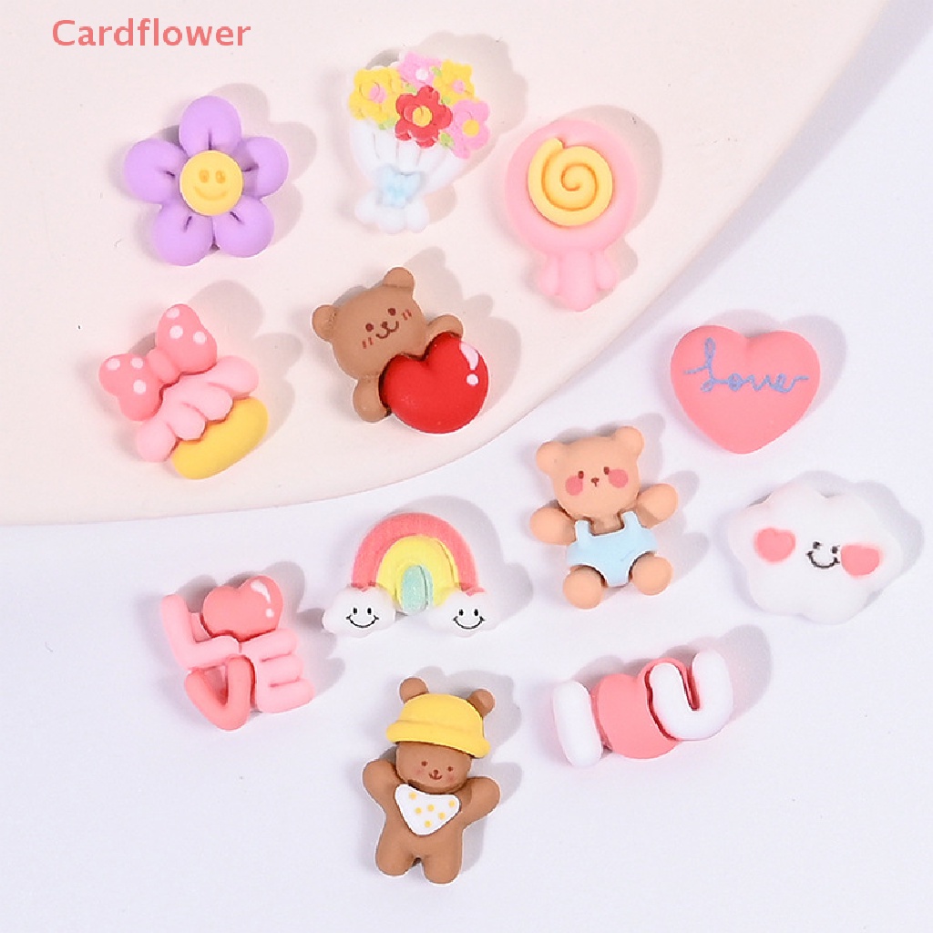 Bộ 10 Phụ Kiện Trang Trí Ốp Điện Thoại Hình Gấu Hoạt Hình Dễ Thương