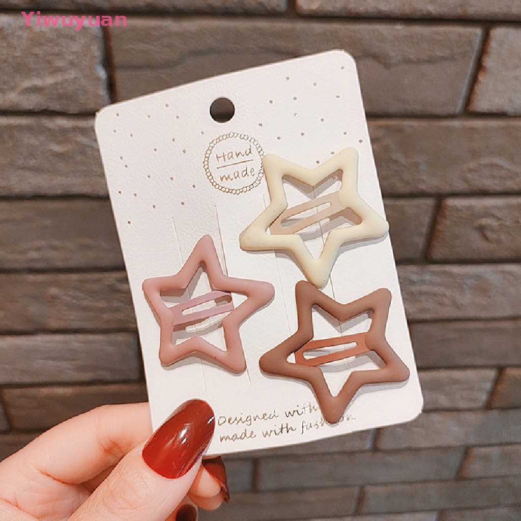 Bộ 3 Kẹp Tóc Hình Ngôi Sao Màu Cà Phê Thời Trang Cho Nữ