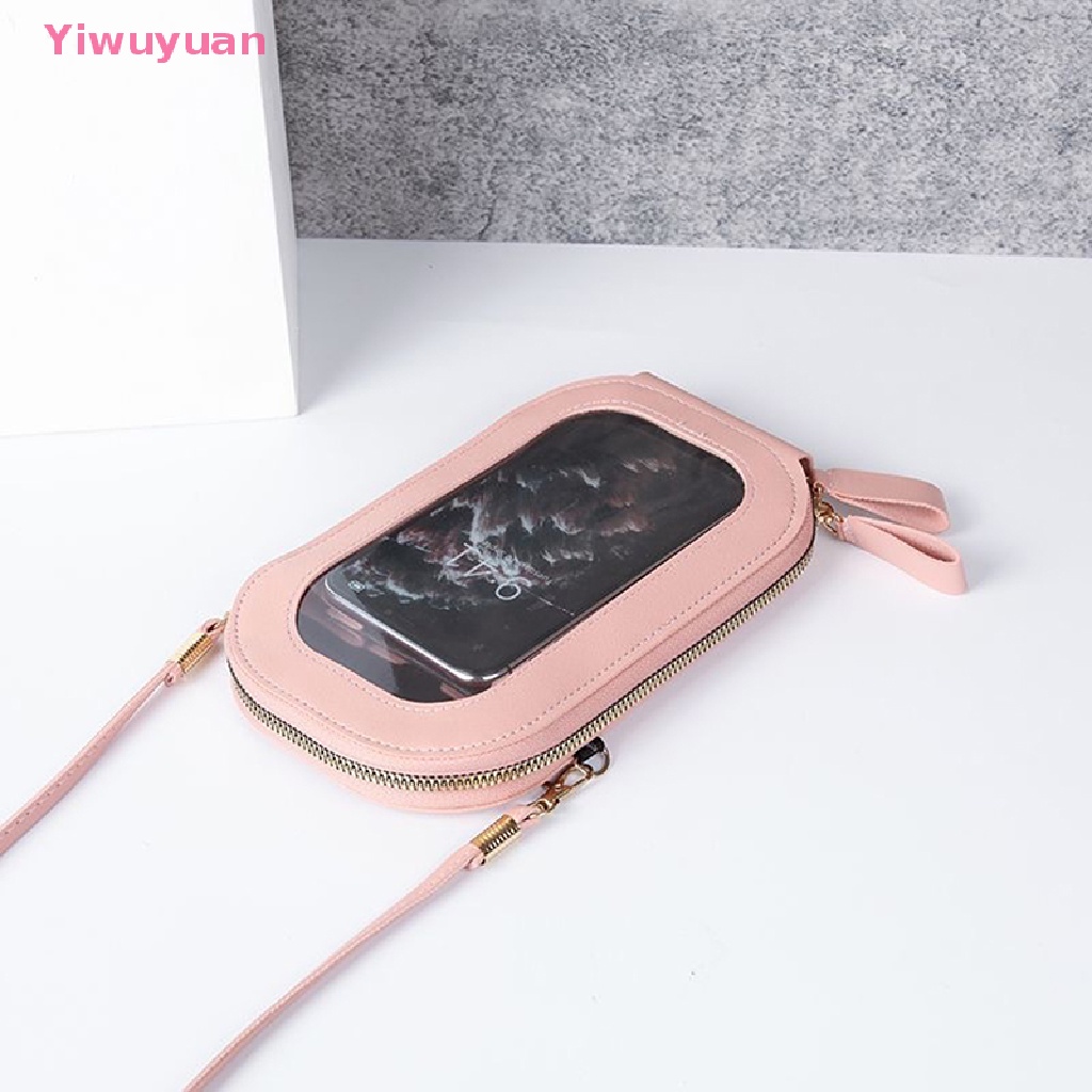 < Yiwuyuan > Túi Xách Da Đeo Vai Nhỏ Màu Trơn Thời Trang Có Thể Dùng Màn Hình Cảm Ứng Điện Thoại Di Động Cho Nữ Satchels Mới