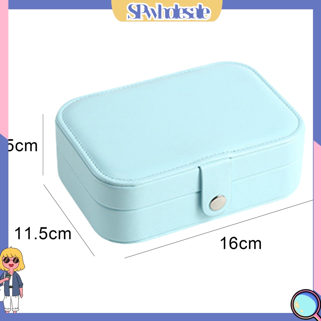 <SPwholesale> Hộp Đựng Bông Tai Hai Lớp Giả Da Chống Thấm Nước Mini Đơn Giản Cao Cấp Trưng Bày Trang Sức Cho Nữ