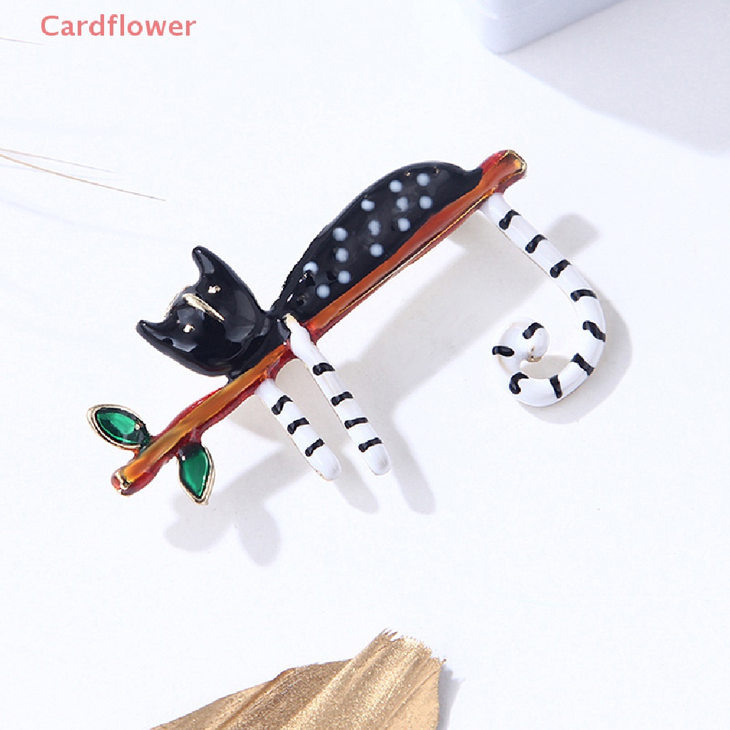 < Cardflower > Ghim Cài Áo Hình Chú Mèo Lười Trên Cây Tráng Men Phụ Kiện Thời Trang Dự Tiệc Mới Cho Nữ